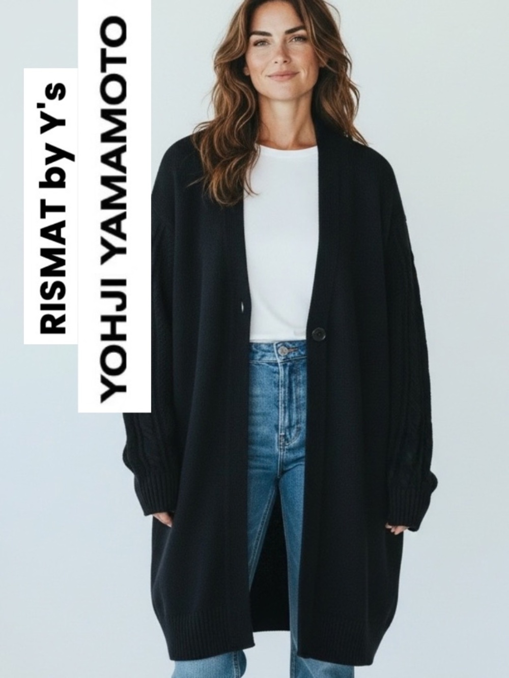 YOHJI YAMAMOTO Rismat by Y's Black cardigan sweater, 2( S) GP1593